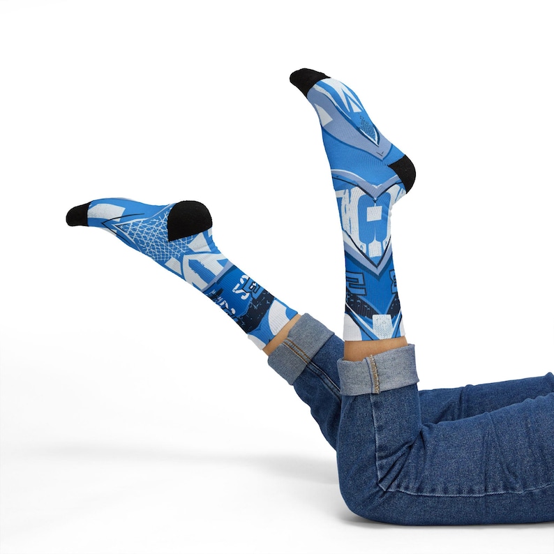 Calcetines a juego para Jordan 11 Diseño inspirado en UNC / Estilo urbano azul Carolina Estilo baloncesto Heritage imagen 20