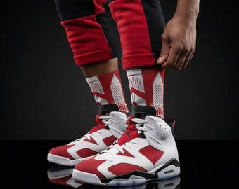Calcetines Jordan 6 Retro OG Carmine 2021 a juego / Ropa urbana Championship Bulls Dynasty