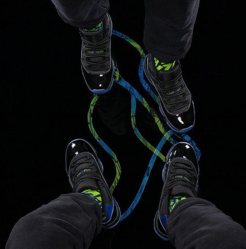 Nike Air Jordan 11 Quantum passende Crew Socken | Elektrik Blau Streetwear Basketball Sammler Geschenk Bild 2