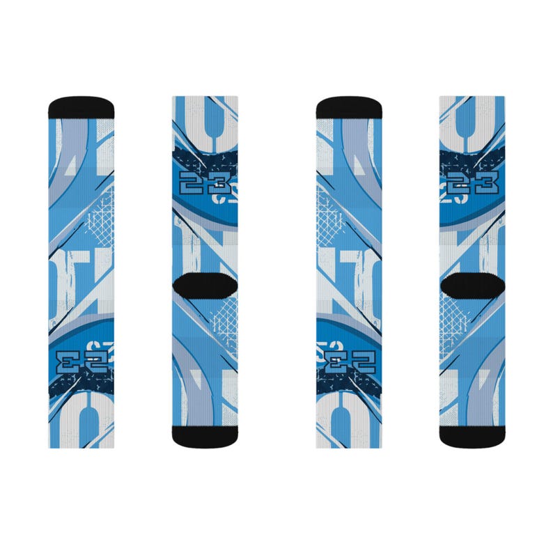 Calcetines a juego para Jordan 11 Diseño inspirado en UNC / Estilo urbano azul Carolina Estilo baloncesto Heritage imagen 10