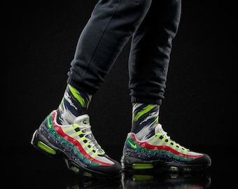 Air Max 95 'Big Bubble - Paisley Neon' Crew Socken - 90er Jahre Tech Streetwear Style