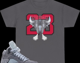 T-shirt assorti Jordan 5 Retro Wolf Grey 2026 | T-shirt graphique de basket-ball à dents de requin