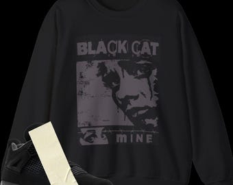 Sweat à capuche assorti Jordan 4 Retro Black Cat | Basket Streetwear Motif Wing Cage