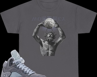 T-shirt assorti Jordan 5 Retro Wolf Grey 2026 | Fragment de maille de basket-ball de rue