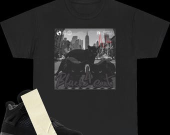 T-shirt assorti Jordan 4 Retro Black Cat | T-shirt streetwear de basket-ball Wing