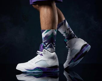 Calcetines Jordan 5 Retro Grape 2025 a juego / Ropa urbana Purple Royal
