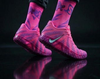 Ja 3 Precio de la entrada Calcetines a juego / Memphis Basketball Ropa urbana rosa con grafiti