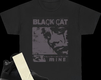 Jordan 4 Retro Black Cat 2025 - Tshirt assorti | T-shirt de basket-ball motif Wing Street Streetwear