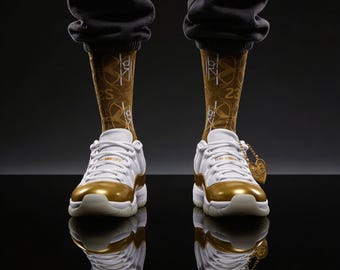Calcetines a juego para Air Jordan 11 Low del Día de la Madre 2026 / Ropa urbana dorada de baloncesto