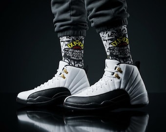 Calcetines a juego con las Jordan 12 Retro Taxi 2025 / Ropa urbana del Campeonato MJ