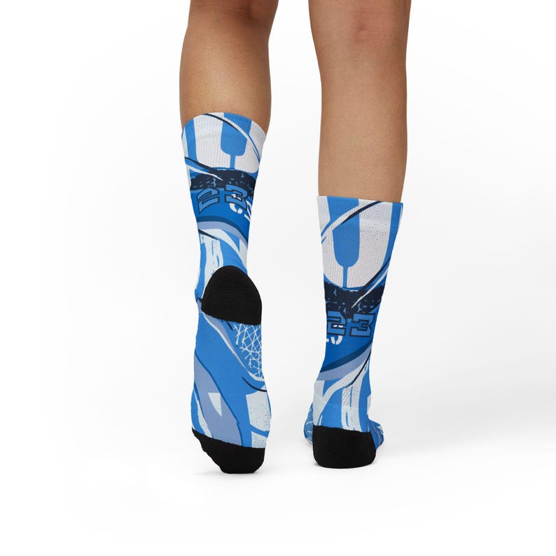 Calcetines a juego para Jordan 11 Diseño inspirado en UNC / Estilo urbano azul Carolina Estilo baloncesto Heritage imagen 15