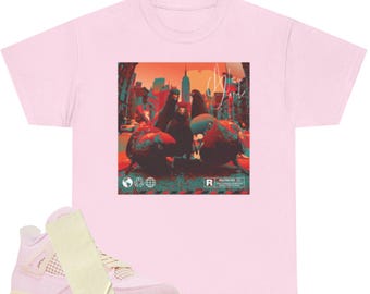 Tshirt assorti Wmns Jordan 4 Retro Iced Carmine | Streetwear déconstruit à motif d'ailes