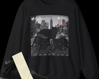 Sweat assorti Jordan 4 Retro Black Cat 2025 | Pull streetwear Wing Basketball