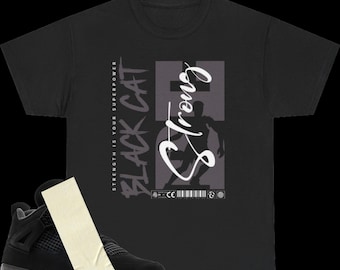 Jordan 4 Retro Black Cat 2025 - Tshirt assorti | T-shirt streetwear de basket-ball Wing