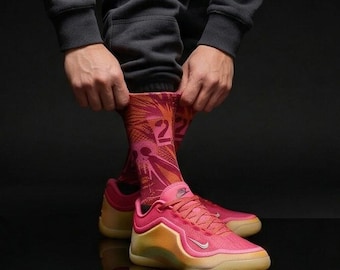 Calcetines LeBron 23 Good Intentions a juego / Legado de baloncesto rosa y naranja