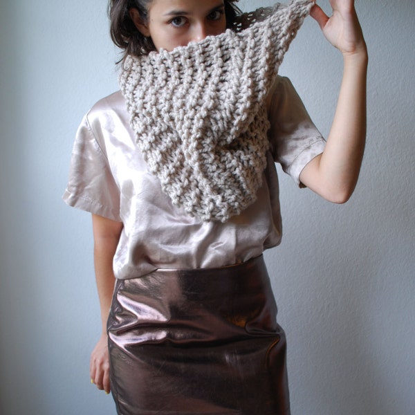 The Manhattan Cowl Hand Knit in Linen Wool Blend