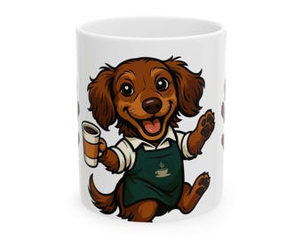 Keramische barista-mok teckelpuppy, hondenliefhebber koffiekopje