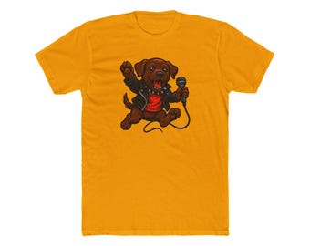 Chocolate Lab Pup T-Shirt: Rockin' Dog with Mic - Pet Lover Gift