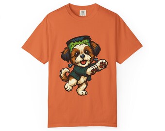 Shih Tzu Frankenstein Halloween-T-shirt: T-shirt spooky hondenkostuum