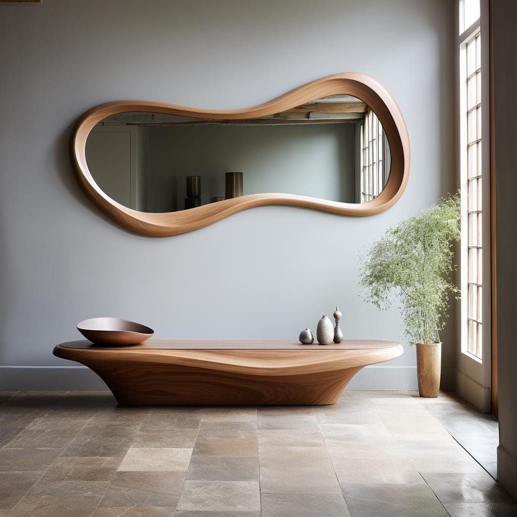 Miroir asymétrique en chêne — Beyit