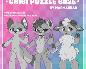 Chibi Puzzle Base Pack, Furry Art Base