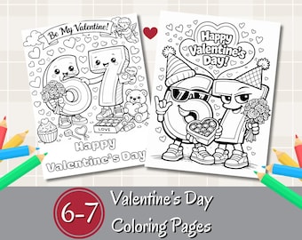67 Valentine's Day Coloring Pages | 67 Teacher Printable | Six Seven Valentine Activity | Printable February Coloring Sheets
