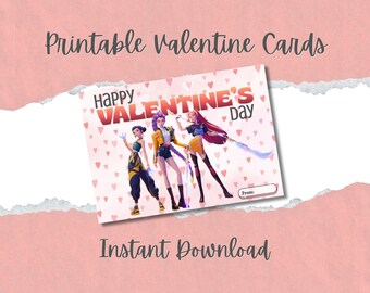 Printable K-Pop Valentine Cards for Kids |  Classroom Valentines | Instant Download | Kpop Kids Valentine Exchange | Huntrix | Saja Boys