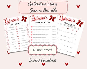 Galentine’s Day Games Bundle Printable | Fun Girls Ladies Night Party Games | Galentines Icebreakers & Activities | Valentine's Day Games