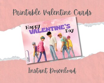 Printable K-Pop Valentine Cards for Kids |  Classroom Valentines | Instant Download | Kpop Kids Valentine Exchange | Huntrix | Saja Boys