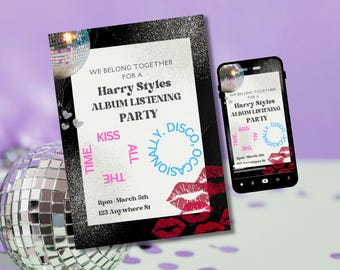 Kiss All The Time. Disco, Occasionally Album Listening Party Invitation | Editable Canva Template | Printable Digital Invite