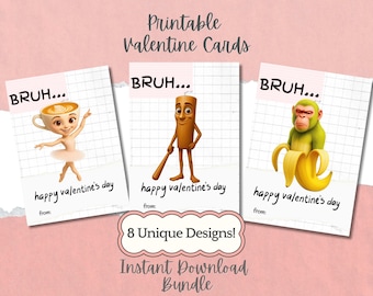 Italian Brainrot Meme Valentines Cards | Printable Funny Classroom Exchange | Trendy Slang Valentine | GenZ GenAlpha Valentines Tween Teens