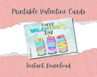 Printable K-Pop Soda Pop Valentine Cards for Kids |  Classroom Valentines | Instant Download | Kids Valentine Exchange | Huntrix | Saja Boys