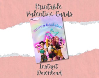 Printable K-Pop Valentine Cards for Kids |  Classroom Valentines | Instant Download | Kpop Kids Valentine Exchange | Huntrix | Saja Boys