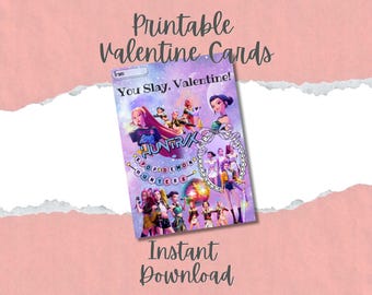 Printable K-Pop Valentine Cards for Kids |  Classroom Valentines | Instant Download | Kpop Kids Valentine Exchange | Huntrix | Saja Boys