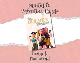 Printable K-Pop Valentine Cards for Kids |  Classroom Valentines | Instant Download | Kpop Kids Valentine Exchange | Huntrix | Saja Boys