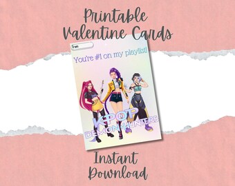 Printable K-Pop Valentine Cards for Kids |  Classroom Valentines | Instant Download | Kpop Kids Valentine Exchange | Huntrix | Saja Boys