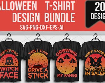 Funny Halloween T-Shirt Designs: Spooky Witch SVG Bundle (Digital Download)
