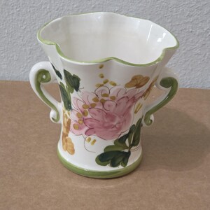 Hand Painted 6" Floral Pottery Vintage Vase – Made in Portugal for FTD