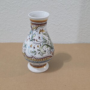 Frabal Portugal Hand Painted Faience Vintage Vase Sec XVII Style Coimbra Floral 6.5""