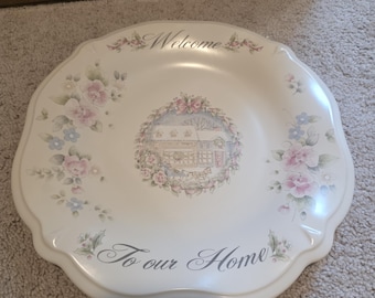 Pfaltzgraff USA 12.5" Welcome to Our Home Plate • Scalloped Edge • Farmhouse Wall Decor