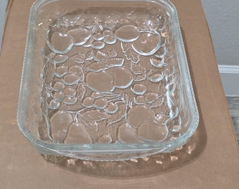 Vintage Libbey Obstgarten Obst Klarglas Lasagne Backform Auflauf 14 "