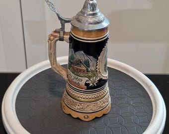 Schweizer Musikbewegung Vintage Bierstein Deckelkeramik Spieluhr O Mein Papa