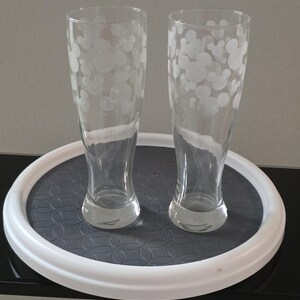 Disney Mickey Mouse Frosted Head Pilsner Glasses Fluted Beer Tumblers Pair Set 2 image 10