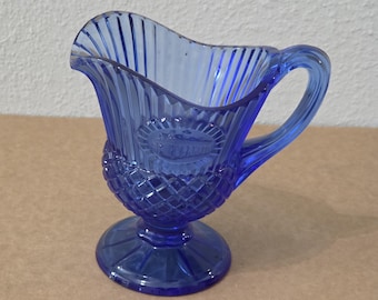 Cobalt Blue Fostoria Glass Avon Washington Mt Vernon Pedestal Creamer Pitcher