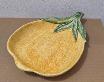 VIETRI Italy Pear Shaped Serving Bowl Platter Yellow Green Ceramic 15.5"