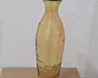 Große, mundgeblasene Bodenvase aus bernsteinfarbenem Kunstglas, honiggelb, 44,5 cm hoch, schwer, 2 kg