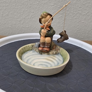 ceramics of little boy holding a fish pole for outdoors Design Toscano Frederic the Fisherman Avignon Fishing Garden Statue, 15 Inch Tall, Cast Stone Resin, Two Tone Stone Finish : Office Products ANTIQUE GERMANY PORCELAIN BOY FISHING
