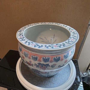 Maceta de cerámica china con motivos florales y de pájaros – Jardinera de 25 cm (10 pulgadas), 2,2 kg (5 libras).