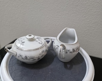 Mikasa zilveren dennenpot met dekselsuiker - Vintage Fine China Japan