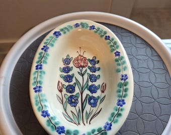 Vintage Andrea by Sadek Oval Floral Wall Hanging Plate Japan 8"